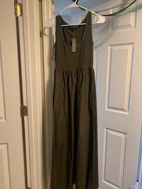 J. Crew Olive Green Sleeveless Maxi Dress